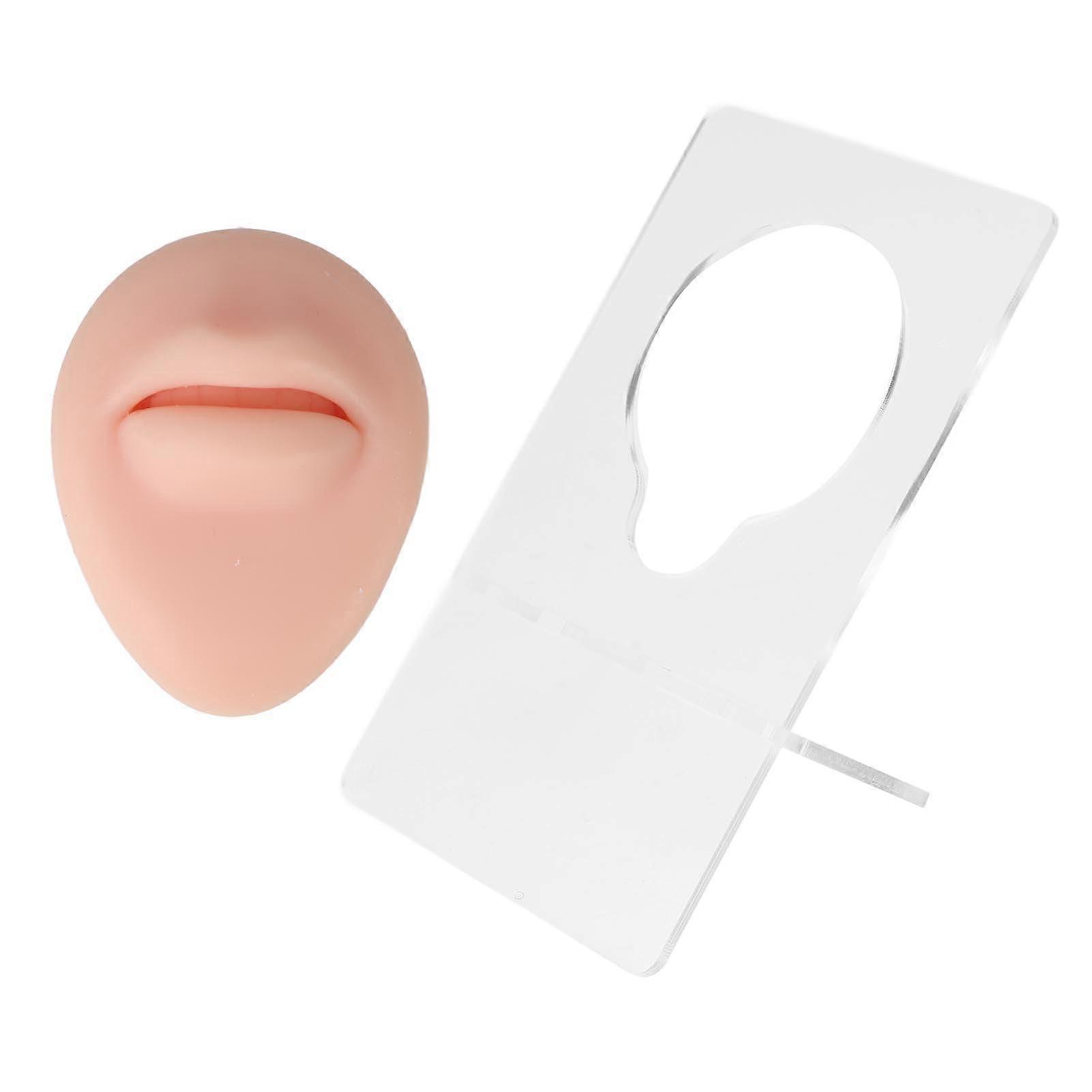 Lip Piercing Training Model with Realistic Skin Texture, Reusable Silicone Practice Tool, Light Skin Color