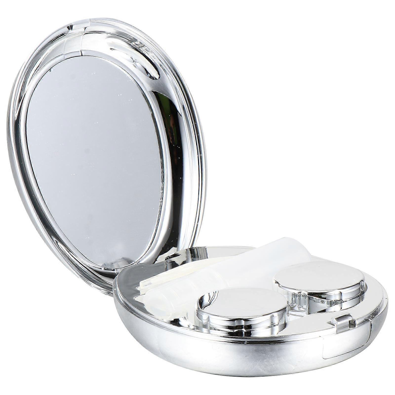 Lens Storage Holder Egg Shape Lens Box for Storage 3Pcs Silver Kit