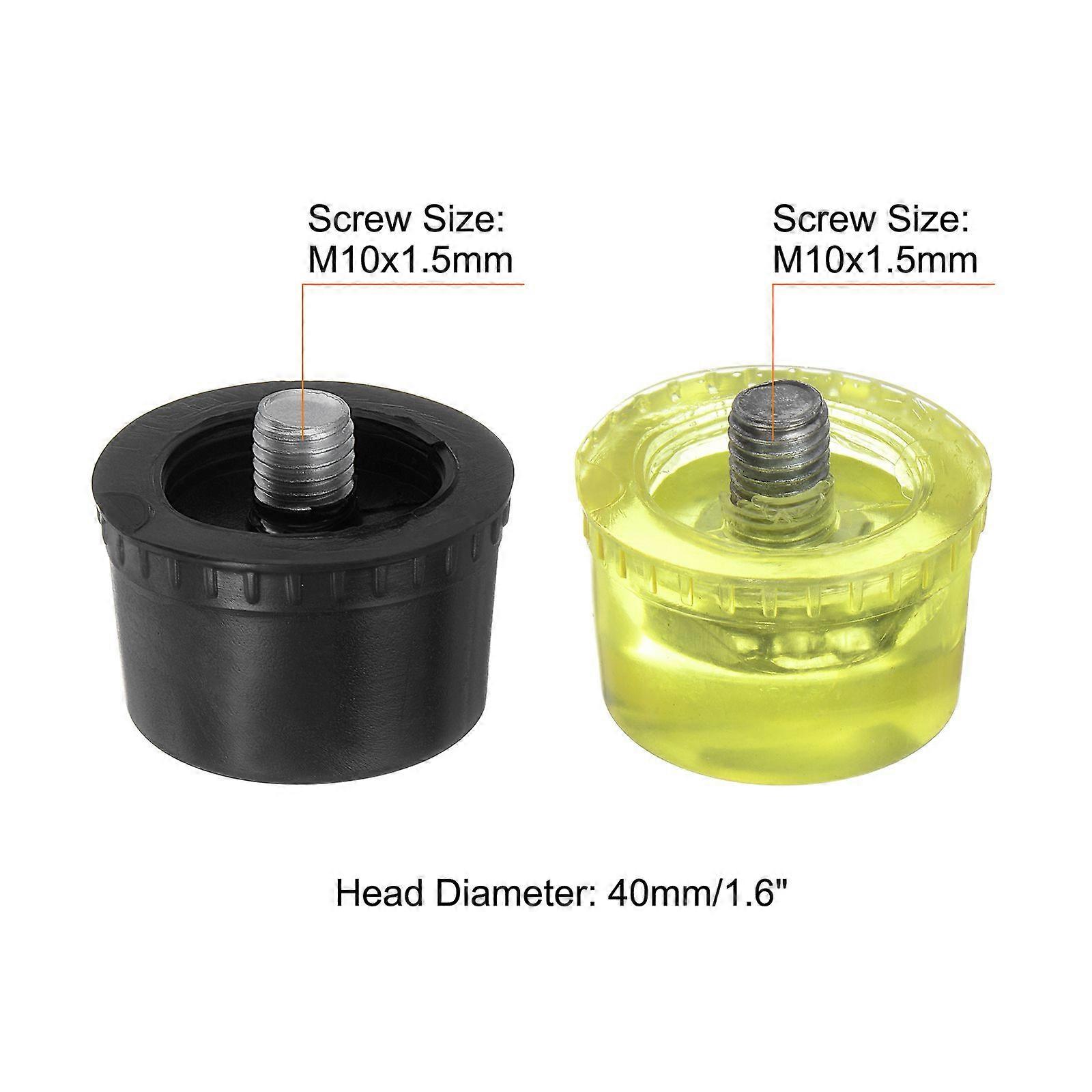 2 Set Mallet Hammer Replacement Heads 1.6" Dia Plastic & Polyurethane for Wood