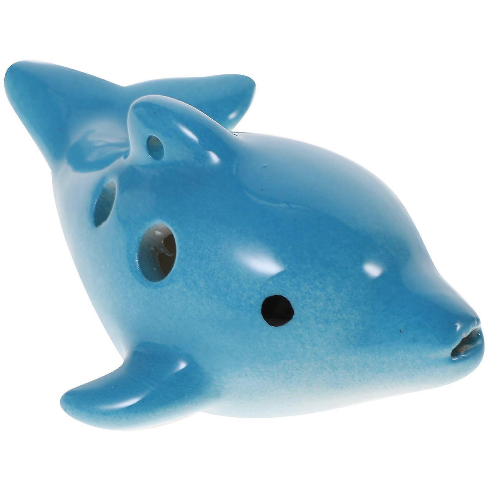 Dolphin Shaped Ceramic Ocarina for Beginners, Compact Size, Clear Warm Tone, Gift Ready