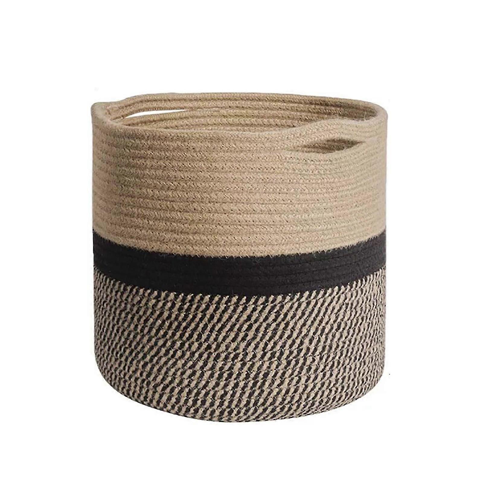 Round Cotton Rope Woven Baskets Storage Foldable Laundry Basket Nursery Bin