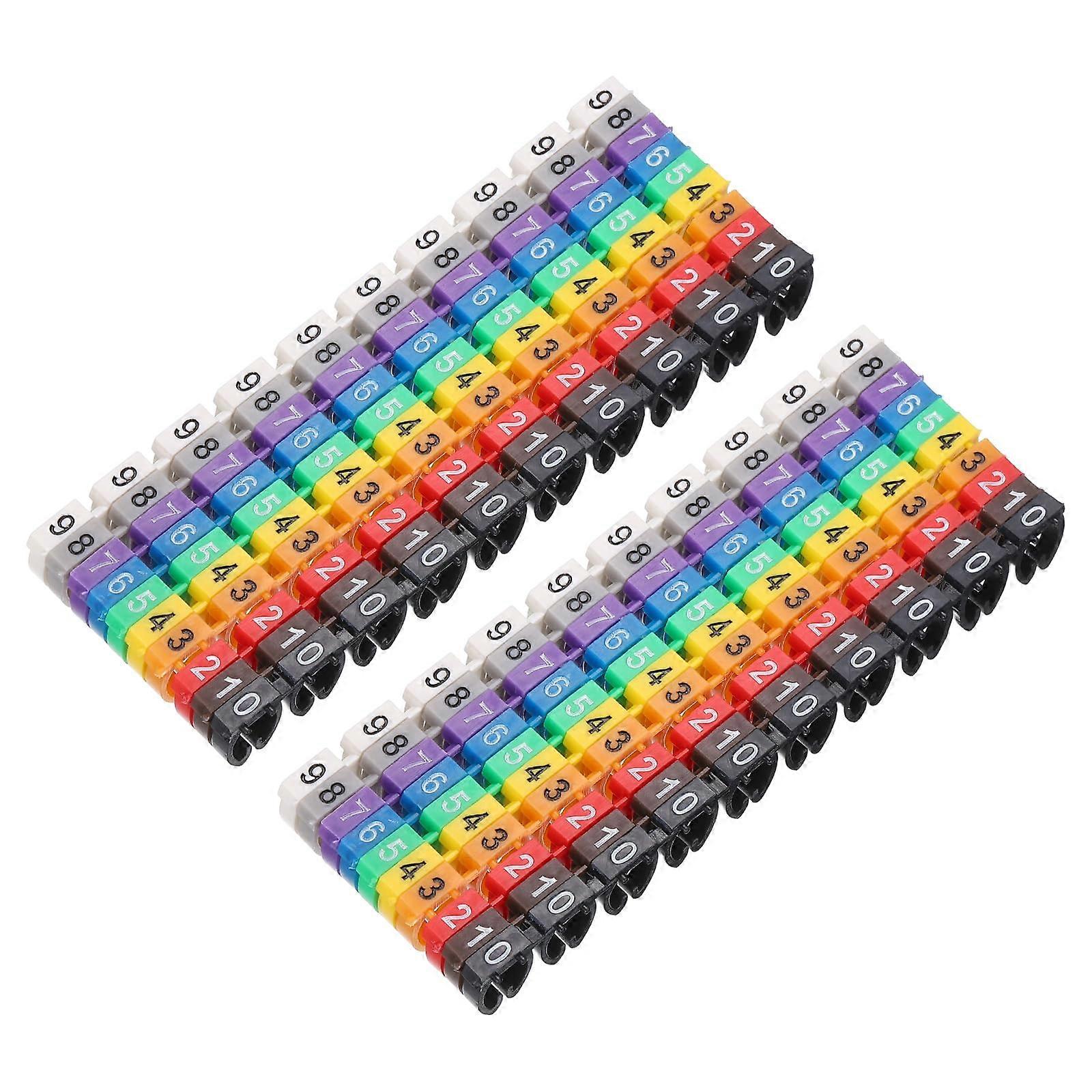 200Pcs Multicolor Wire Markers 09 Snap On Cable Labels for 67.5mm Wires Fast Identification