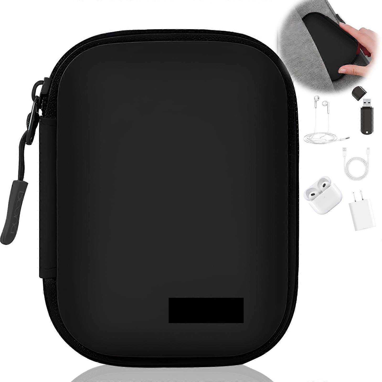 Electronics Organizer Case Waterproof Small Hard Shell Travel Cable Storage Bag with MultiPockets Black