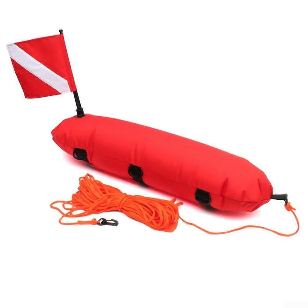 Diving Marker Buoy with  Visibility Flag, Inflatable Spearfishing Float with Multiple D Rings (Red)