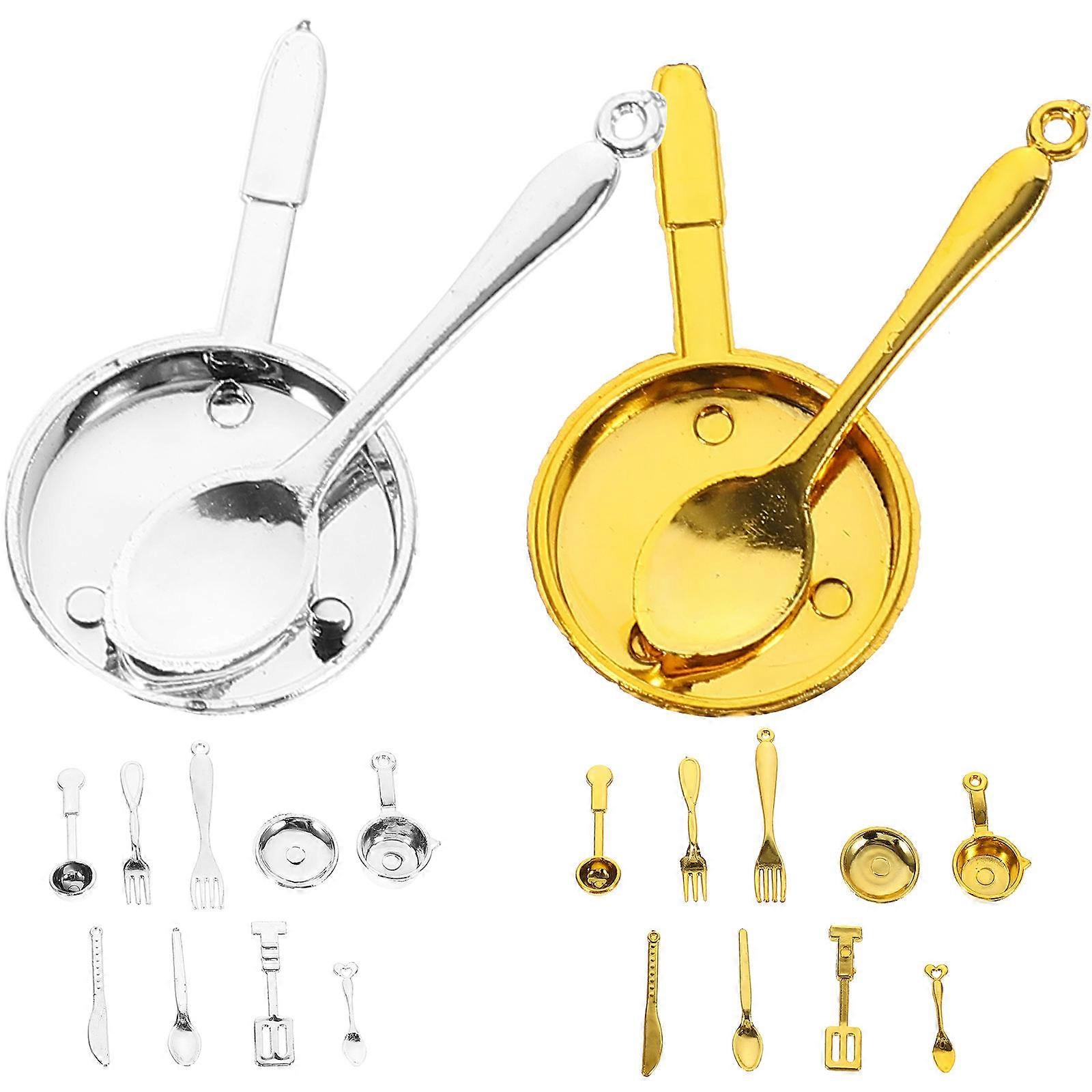 Miniature Kitchen Cutlery for Decoration 2Sets Miniature Tableware Assorted