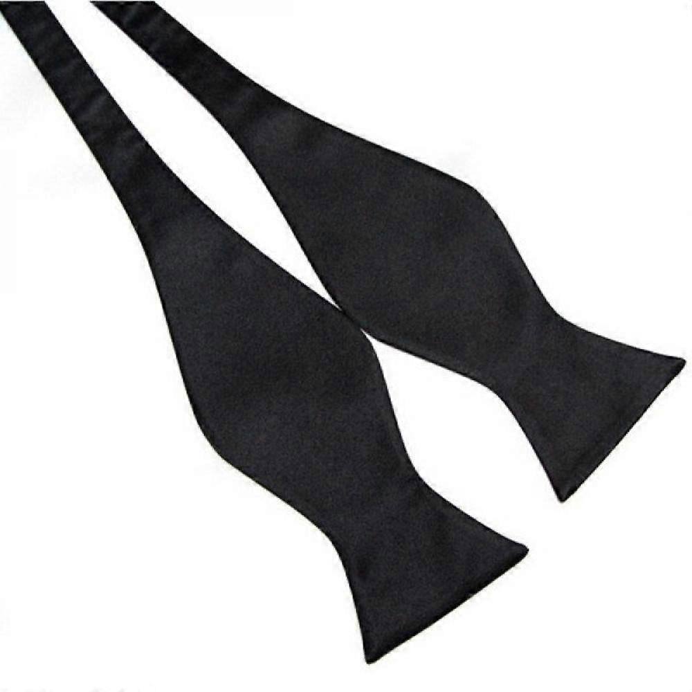 Clearance!Unisex Bowties Solid Color Plain Silk Self Tie Bow Ties Black