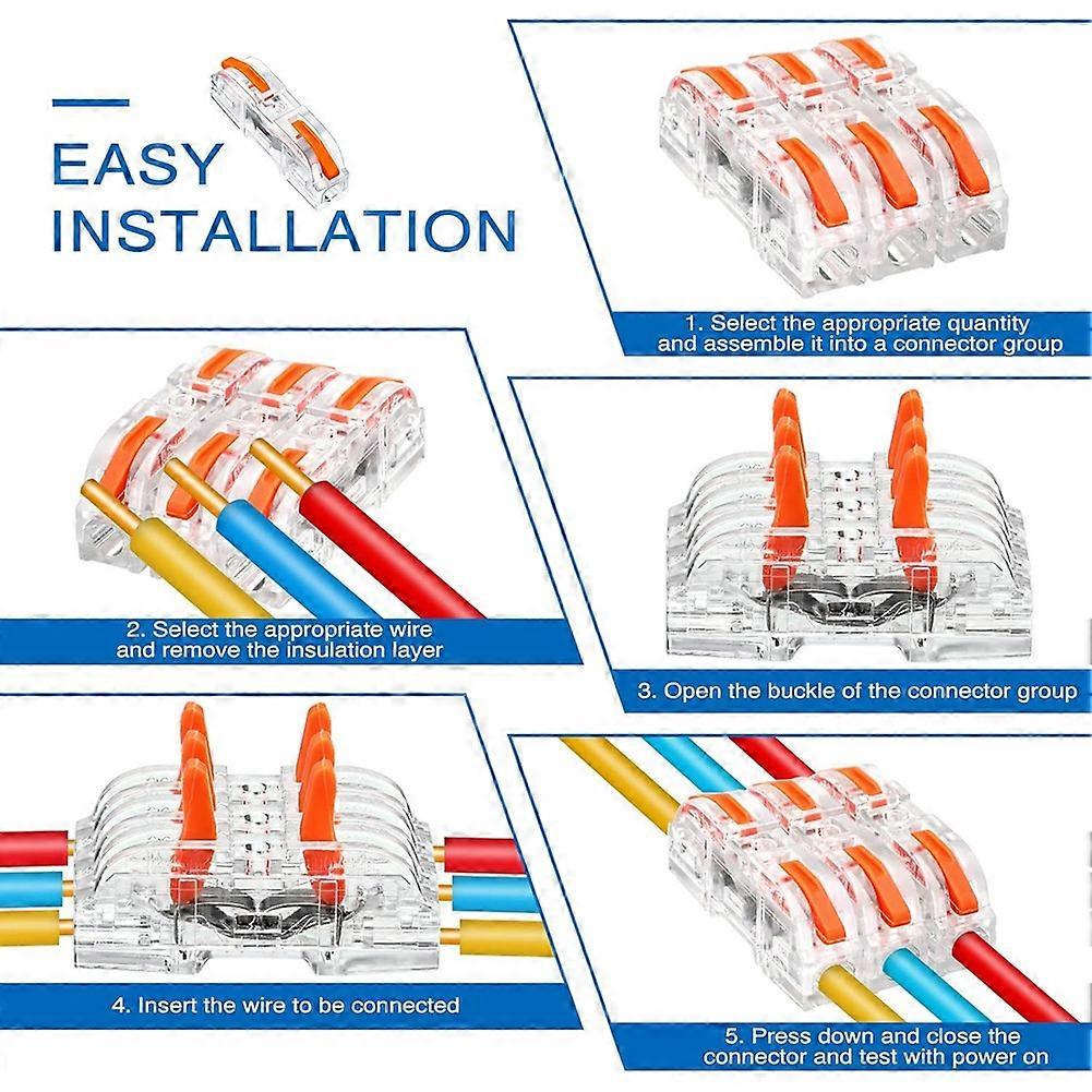40Pcs Quick-Connect Terminal Wire Connectors Inline Wire Cable Connector Quick Compact Cable Connector Transparent B