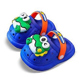 Zomersandalen voor jongens – Cartoon waterschoenen met gesloten neus en zachte zool voor zwembad/strand/binnen, blauw, 5-6 jaar, geschikt voor kindervoeten