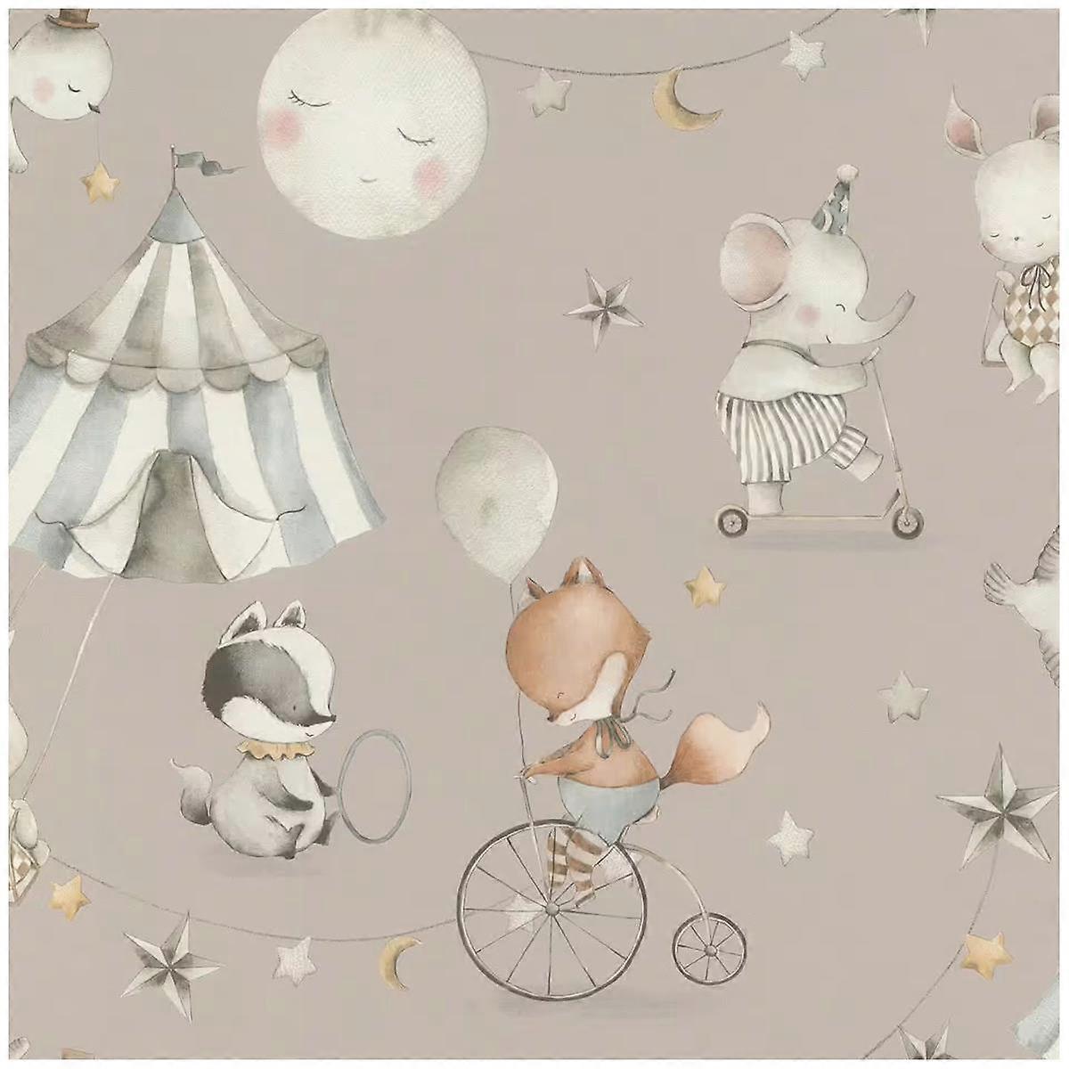 Animal Circus Grey Wallpaper