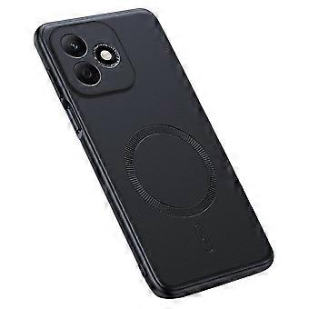 Capa magnética compatível com Honor 600 Lite 5G, revestida em couro sintético TPU + PC.