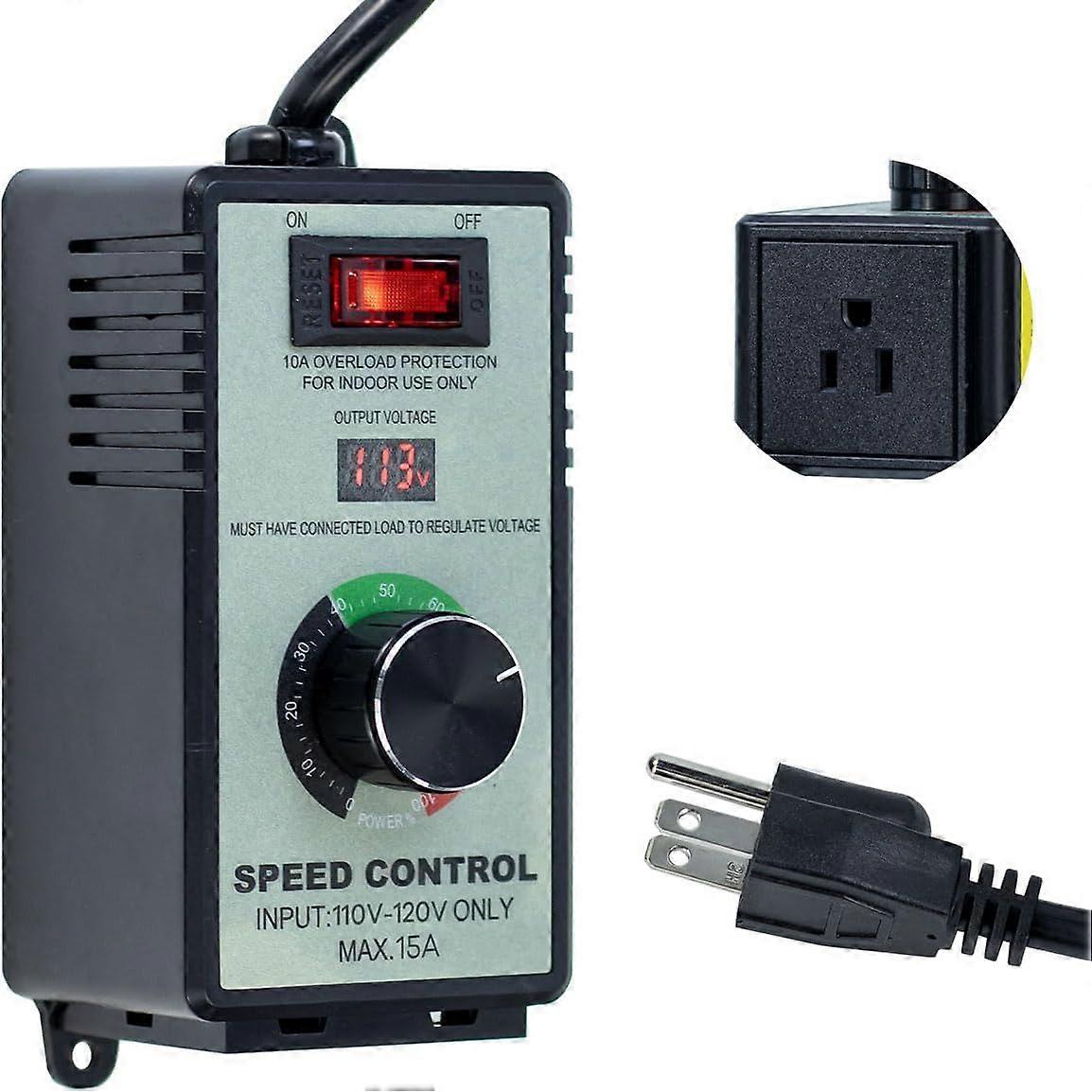 AC Motor Variable Speed Controller 120V 12A, LED Voltage Display Power Regulator