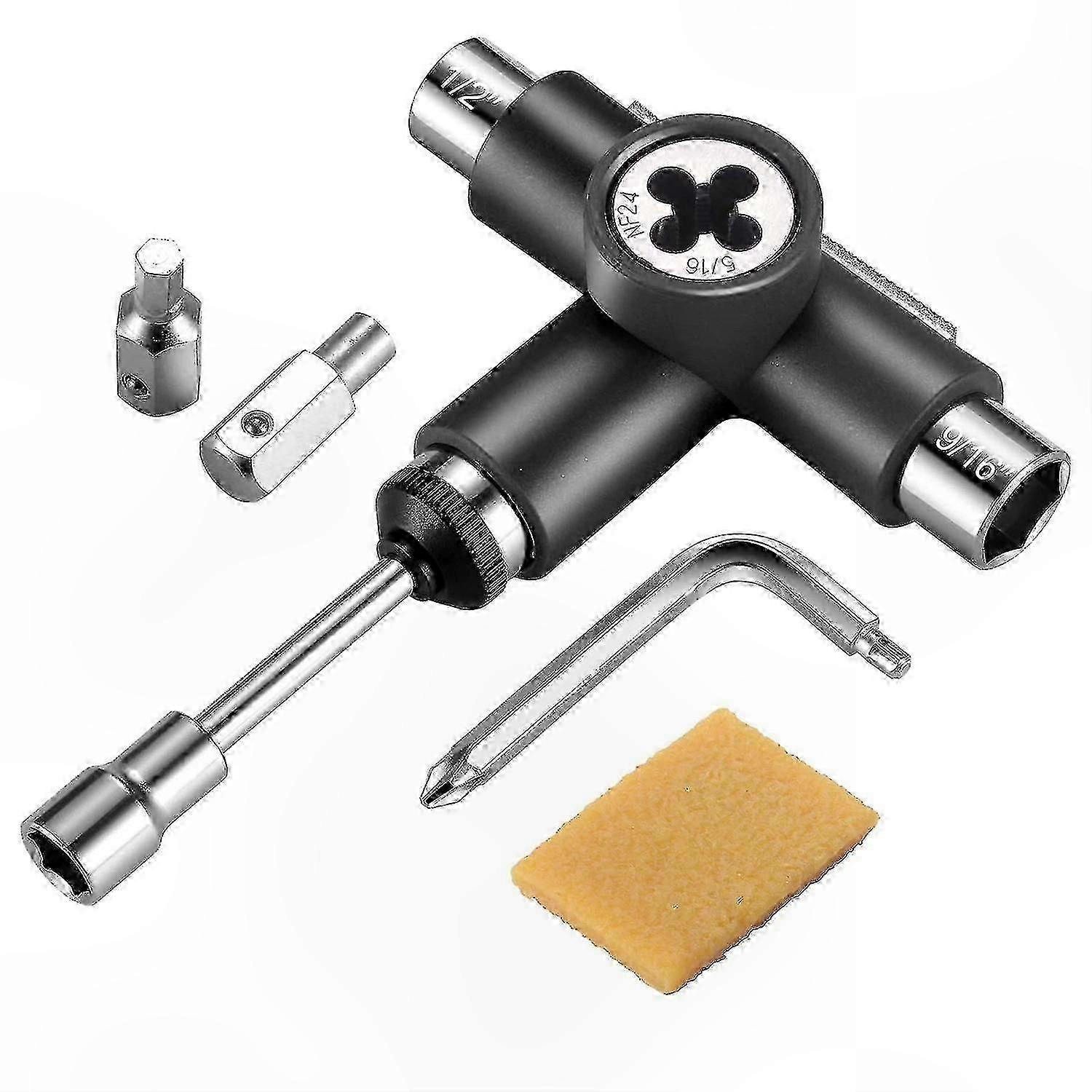 Multi-Function Skateboard Tool with Griptape Eraser and Ratchet System
