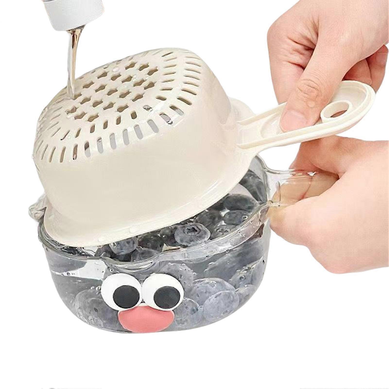 Double Layer Drain Basket with Ergonomic Handle for Kitchen Use