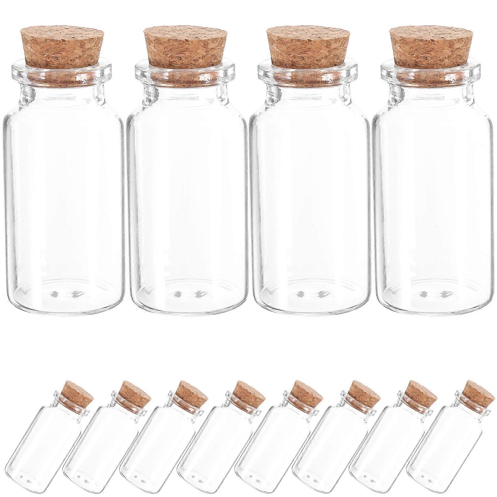 Mini Glass 12Pcs with Stoppers for Storage Transparent Use