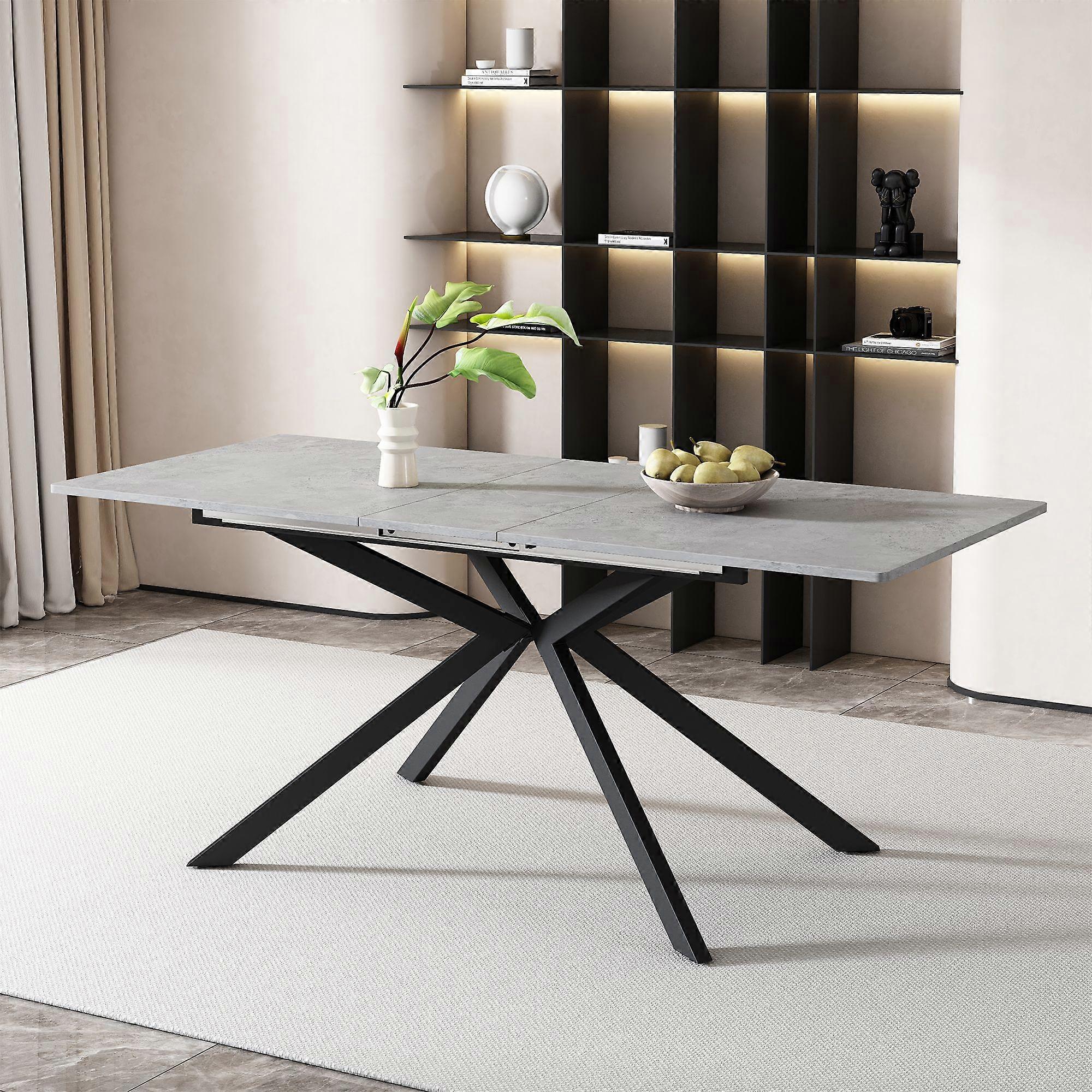 Coffee Leisure Table, L150/180 x W70 x H76 cm, Extendable dining table, automatic extendable dining table, rectangular dining table, cross-leg design,