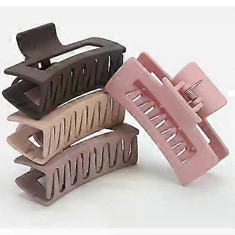 [4pcs Non-Slip Hair Claw Clips] 4pcs Elegant Acrylic Hair Claw Clips in Classic Solid Colors - Large, Rectangular