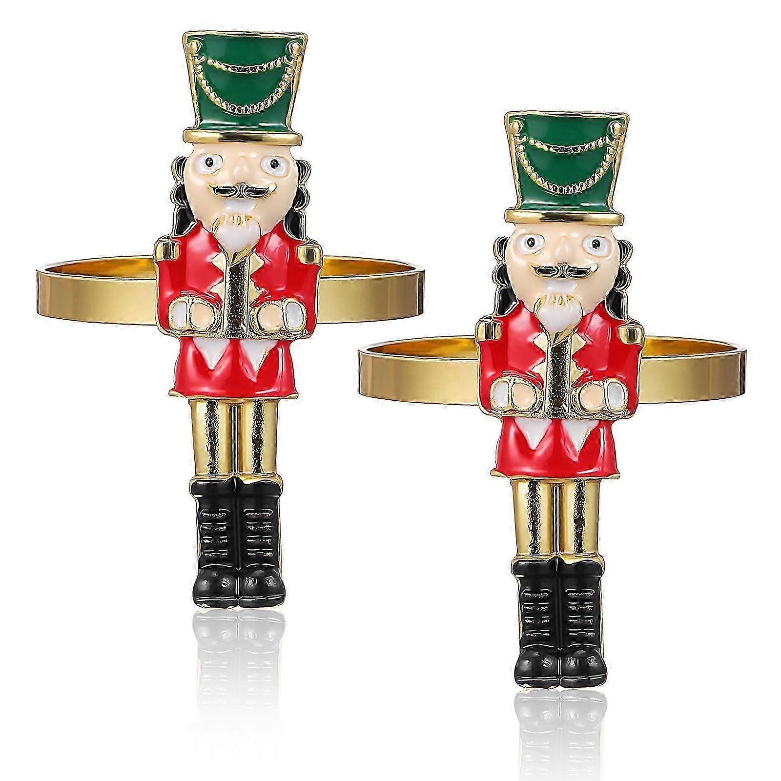 Alloy Nutcracker Napkin Rings for Dining Table Decoration 2Pcs