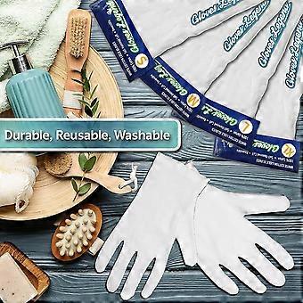 White Gloves - 6 Pairs (12 Gloves), 100% Cotton, Moisturizing Gloves for Dry Hand and Eczema, Medium Size