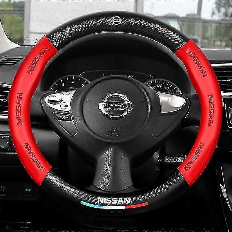 Housse de volant Nissan en cuir et fibre de carbone - 38 cm, compatible toutes saisons_f3