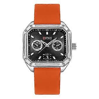 Watch Square Metal Case Red Silicone Strap Sport Casual Outdoor 26-27