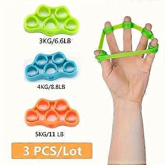 Silikon fingerutvidere 3-pakning, 3 kg 4 kg 5 kg motstand, bærbar håndforsterker for fingerøvelser, fingerferdighetstrening og muskelgjenoppretting