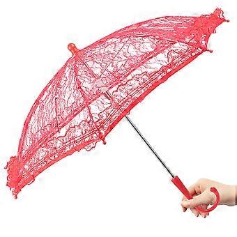 Vintage Lace Umbrella for Stage Performance Props 1Pcs Red Wedding Bridal Parasol