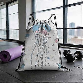 Sød vandmandskat-rygsæk egnet til fitnesscenter, rejser & - Kawaii havdyrsbærer med lyserød sløjfe og søstjernedesign, Li-Uwers