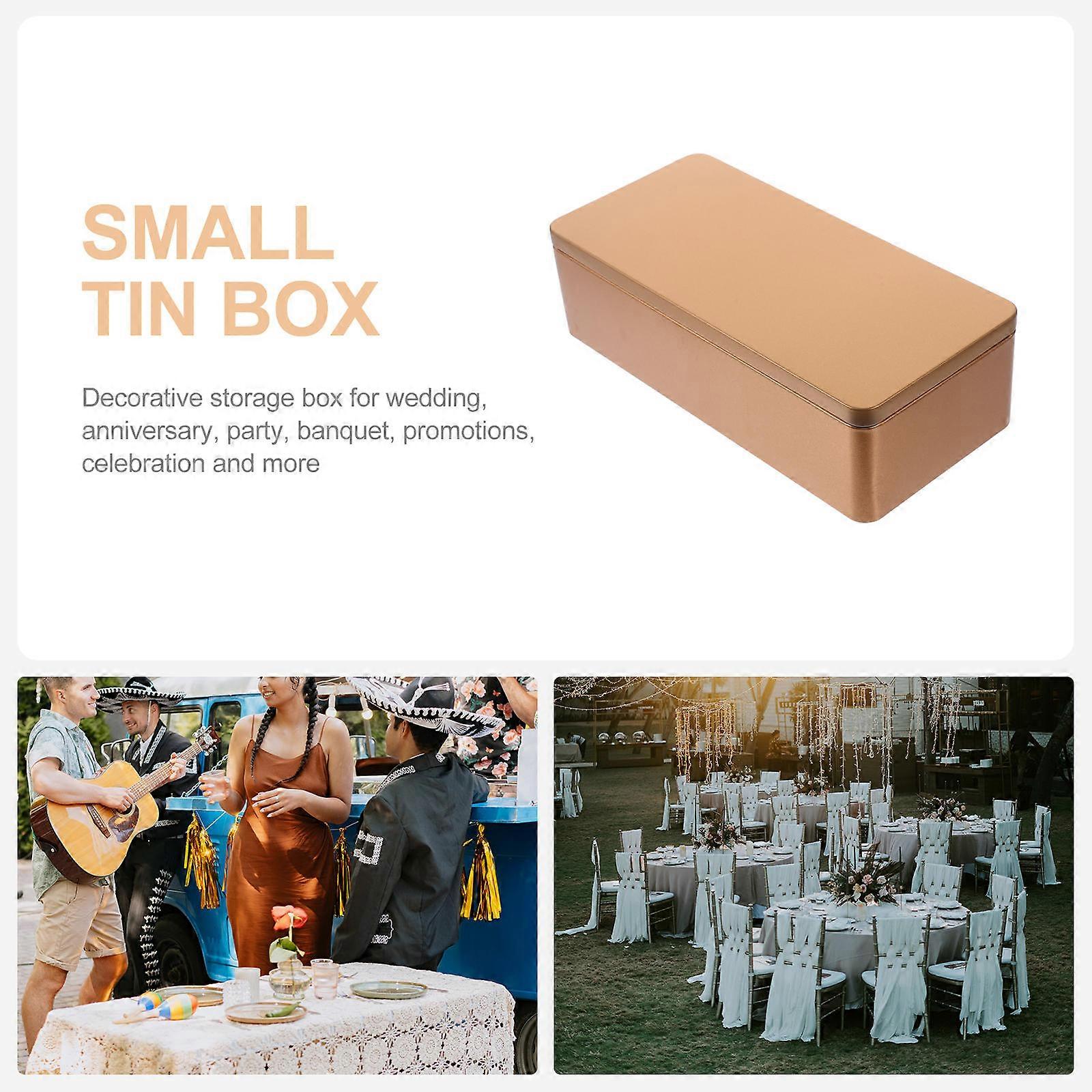 Iron Box Gift Boxes for Storage Use 2Pcs Rectangular Tin Boxes Lidded