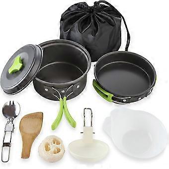 Camping Cookware Set, Portable Backpacking Cooking Kit with Mesh Storage Bag for Outdoor Hiking Picnic