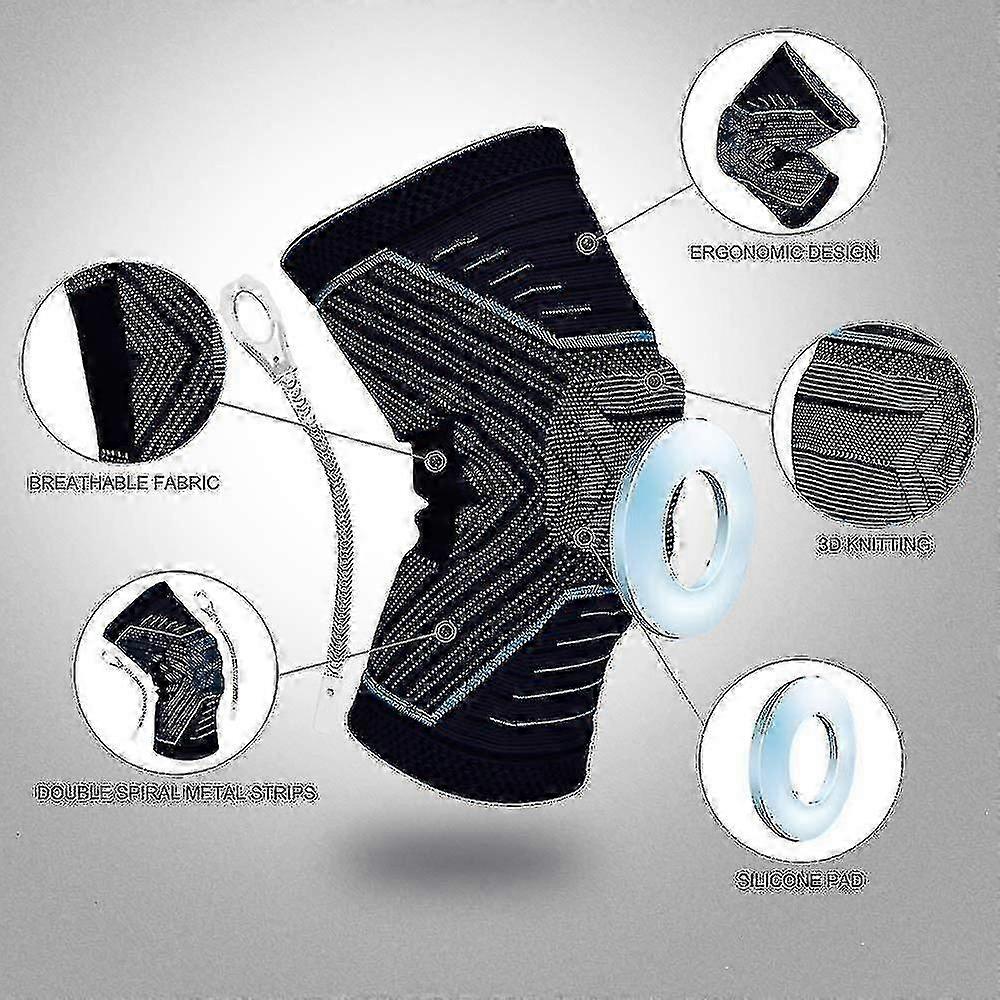 Knee Brace With Silicone Gel Pad And Side Stabilizers compatible with Improved Compression