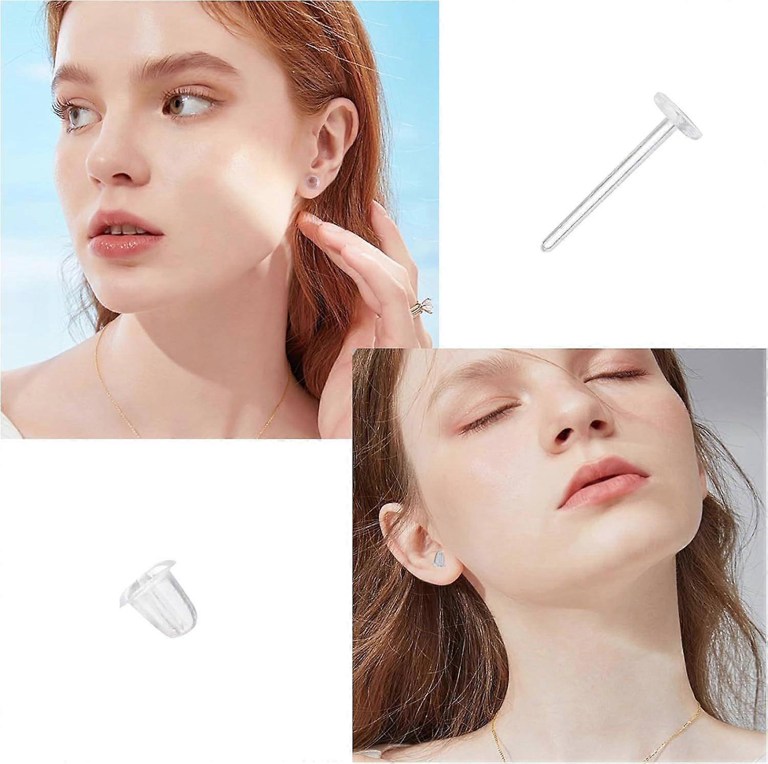 3mm Invisible Plastic Earrings Blank Pins Stud