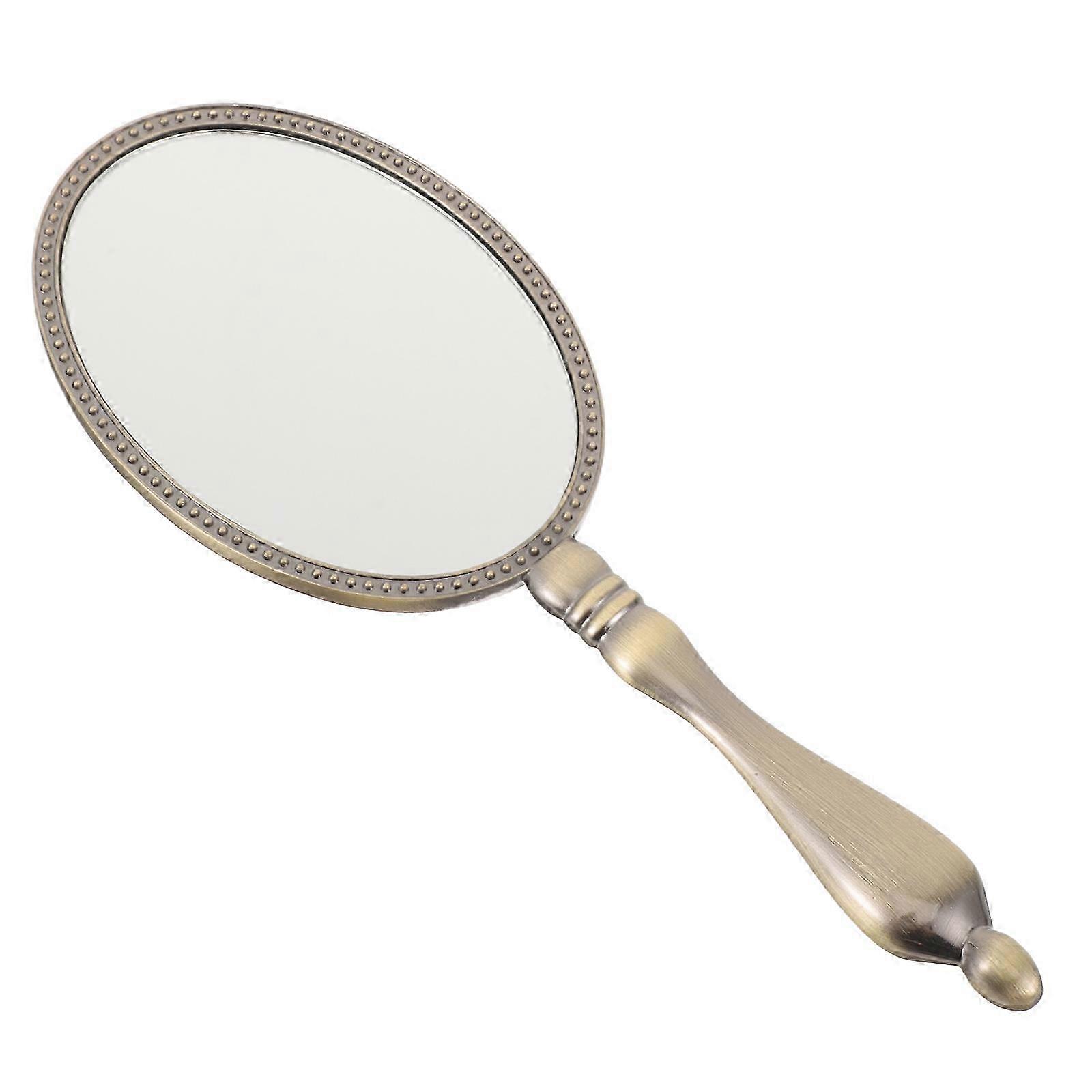 Slim Oval Metal Hand Mirror