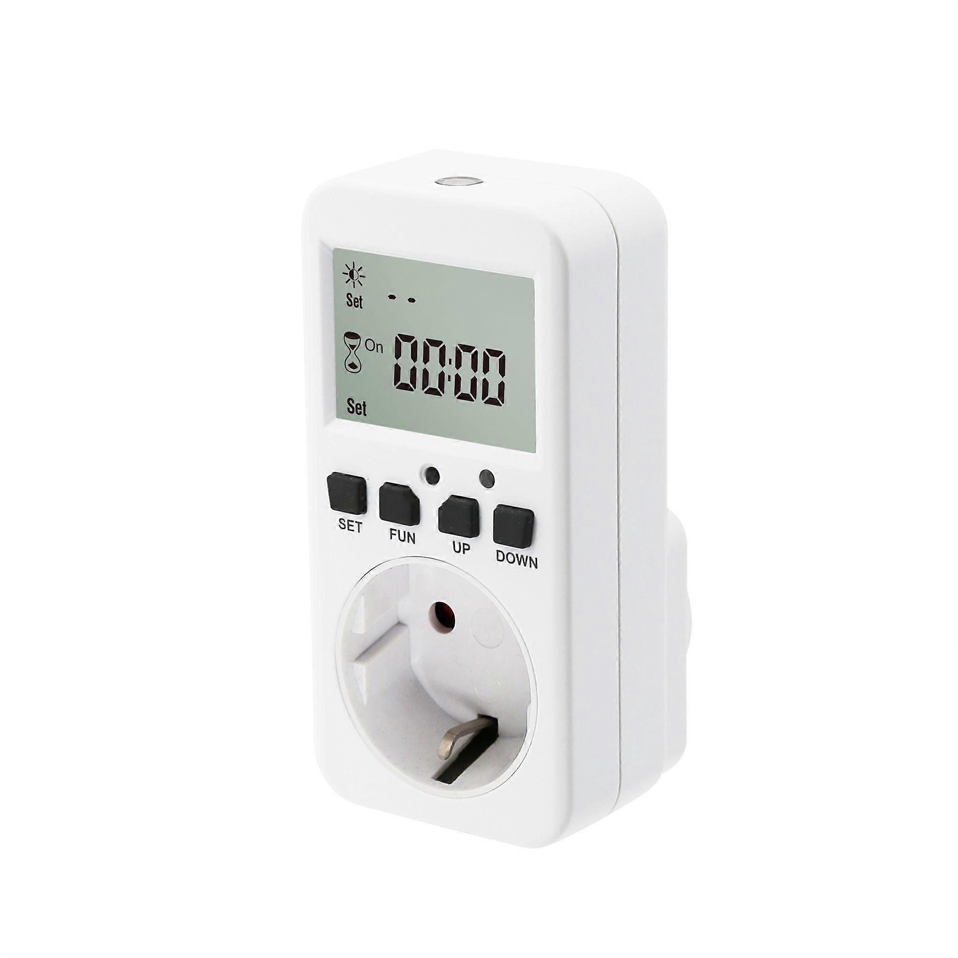 EU German Electronic Timer Socket, 24-Hour Control, 10A 230V, White Plug-In Switch
