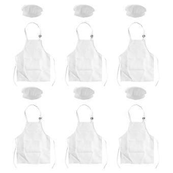 12-Piece Apron and Chef Hat Set with Pockets, White, for Kids Aged 2-6 Years#AA