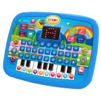 Miniature Simulation Laptop Early Learning Machine with LED Display Musical Kids Educational Toy Blue-SNNGV