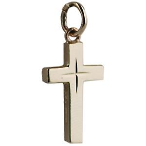 9ct Gold 17x10mm diamond cut star solid block Cross