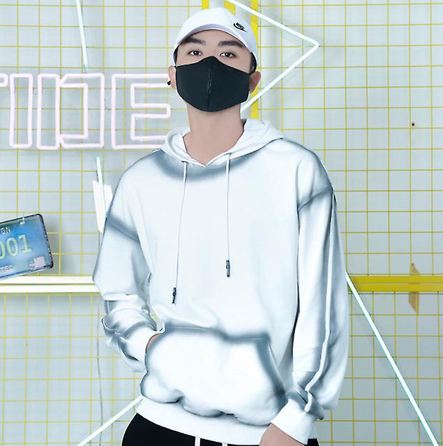 الخريف والشتاء المد والجزر الفاخرة سترة الرجال فضفاضة الهيب هوب زوجين هوديي خط رذاذ اللوحة السكتة الدماغية هوديي بلوفر