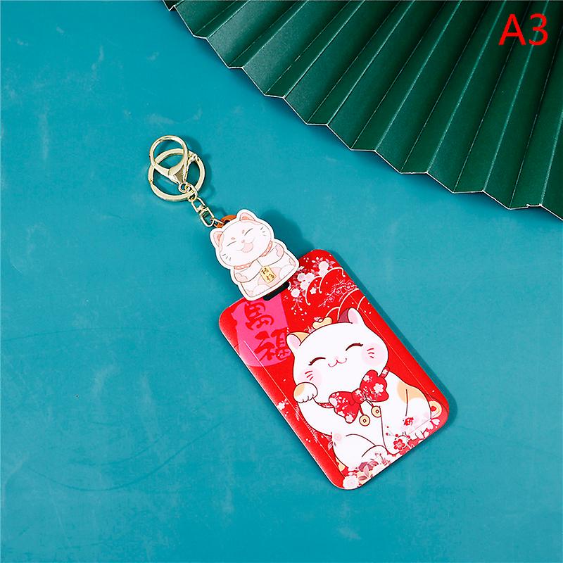 New Fortune Cat Card Holders With Keychain Id Bus Card Protection Cover Gifts