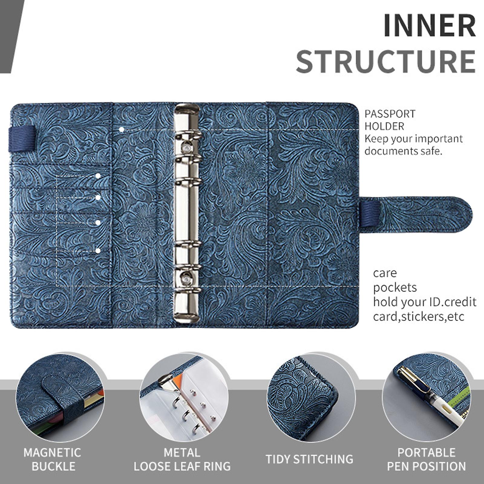 A6 Pu Leather Budget Binder Cash Envelope System With 12pcs Budget Money Envelopes And 5pcs Split Pages 2pcs Stickers