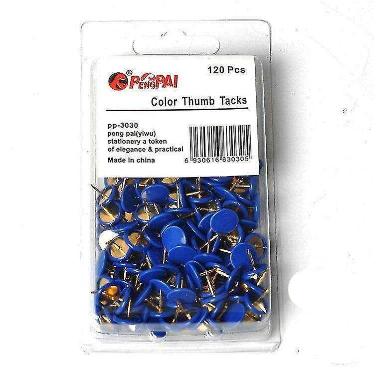 Blue Button Shaped Pushpins Plastic Round Head Decorative For Student Stationery