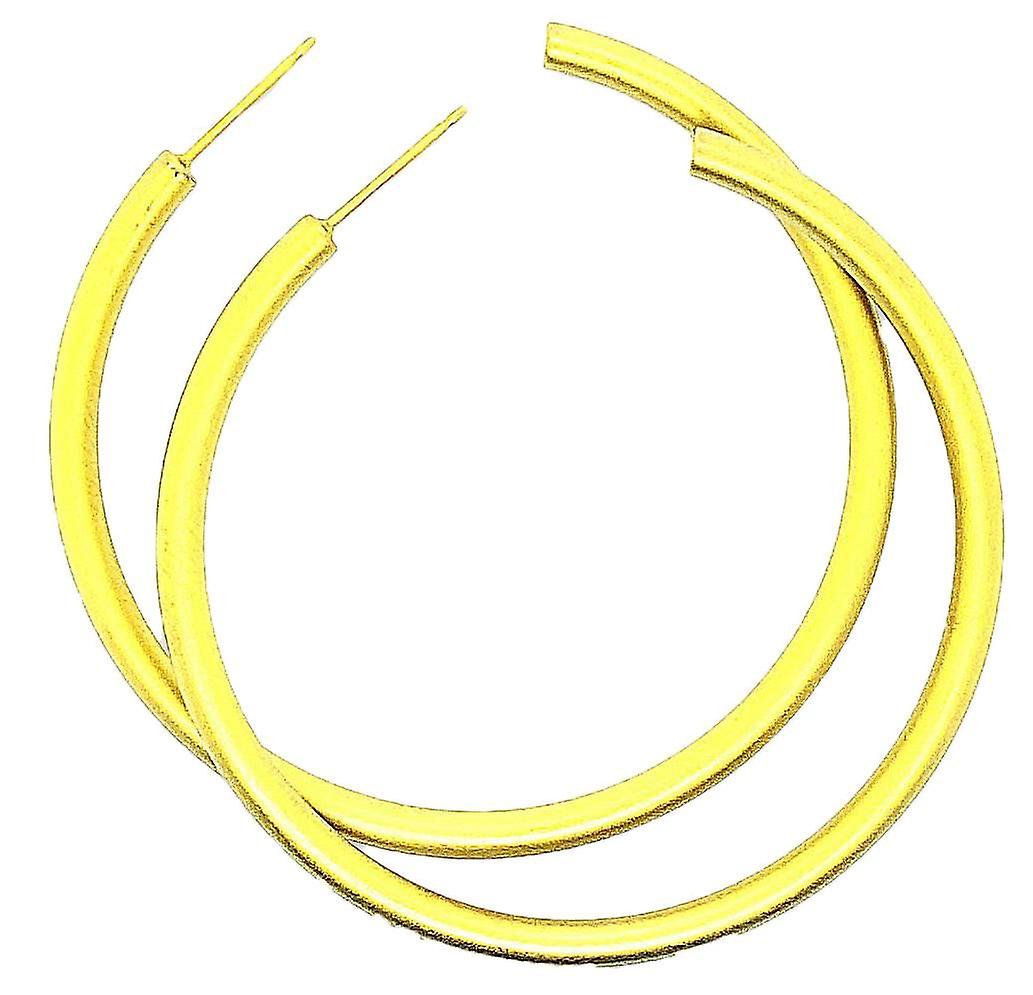 Ti2 Titanium Large Round Hoop Earrings - Yellow