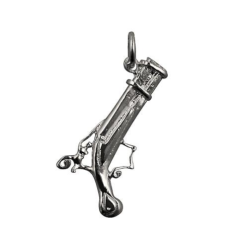 Silver 18x14mm solid Flintlock Pistol Pendant or Charm