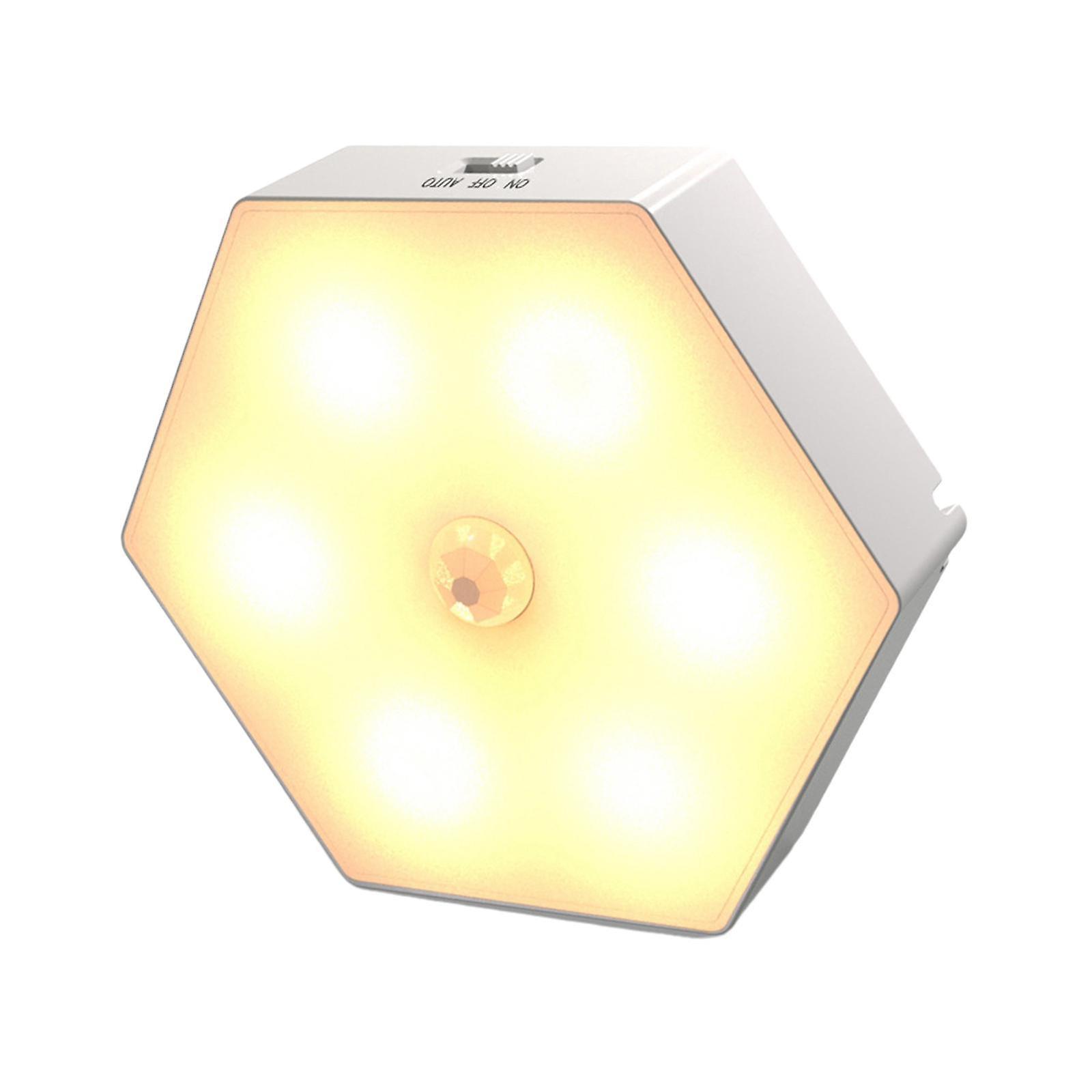 6LED Motion Sensor Cabinet Night Light Closet Lamp Wall Warm White Battery