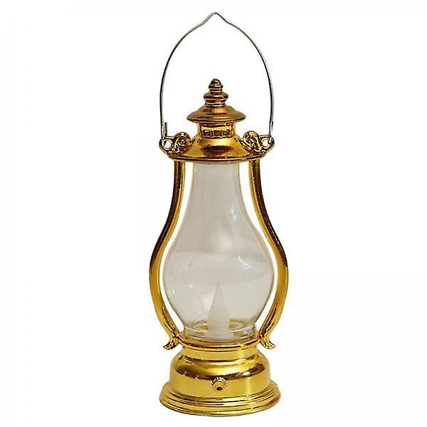 4xOld Fashioned Retro Flameless Lantern Hanging for Hiking Garden Desk Table Gold