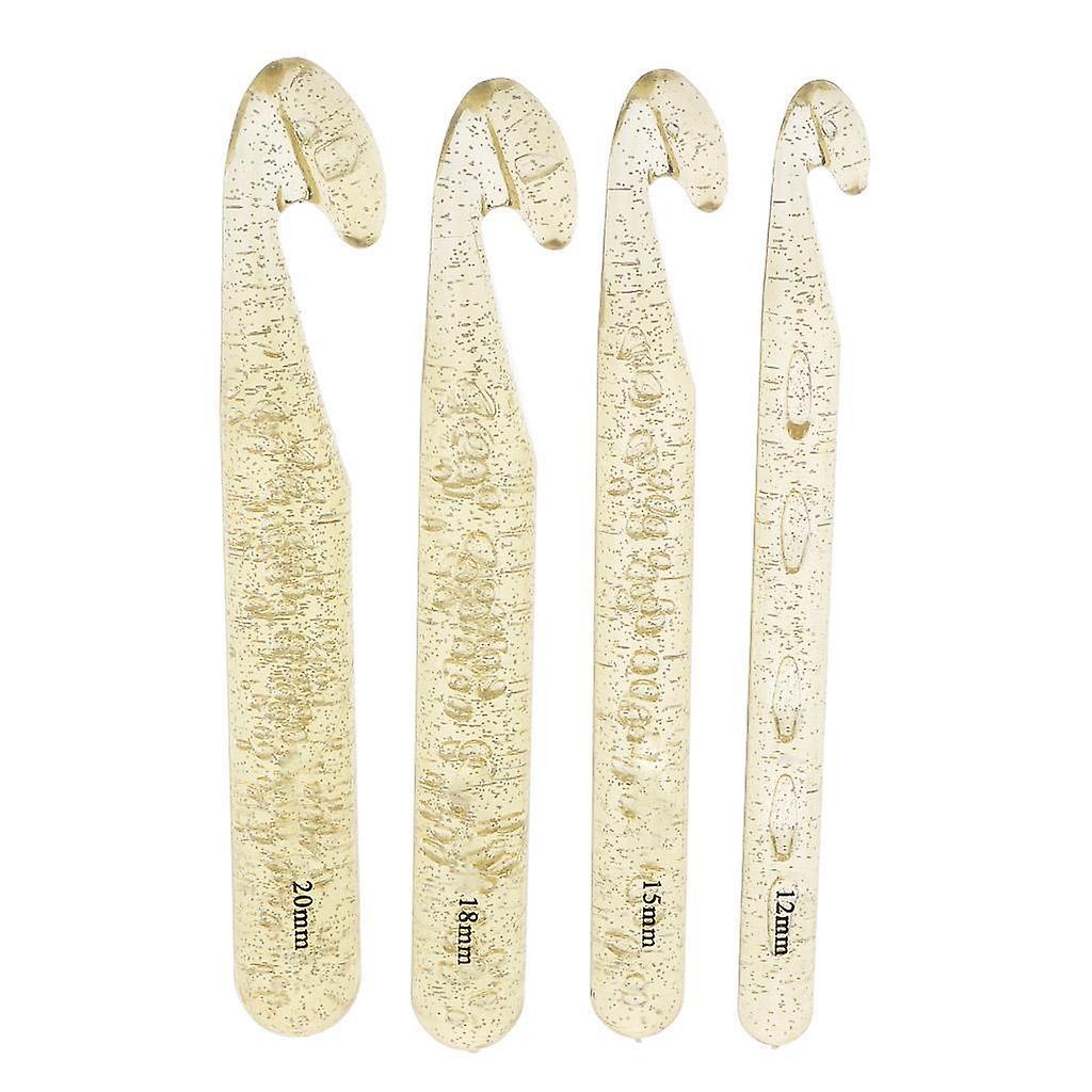 4 Pieces Assorted Sizes Plastic Crochet Hooks Knitting Needles Gold