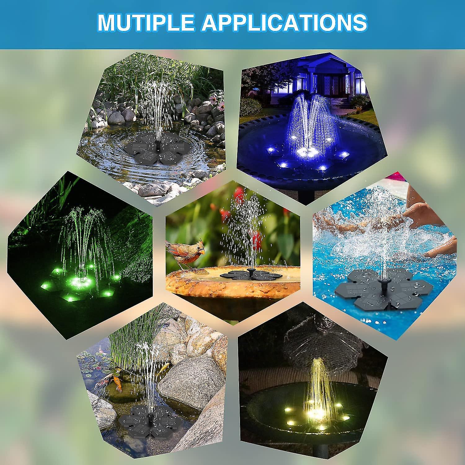 Solar Fountain Led Lights, 3.5w Snowflake Solar Powered Fountain Pump