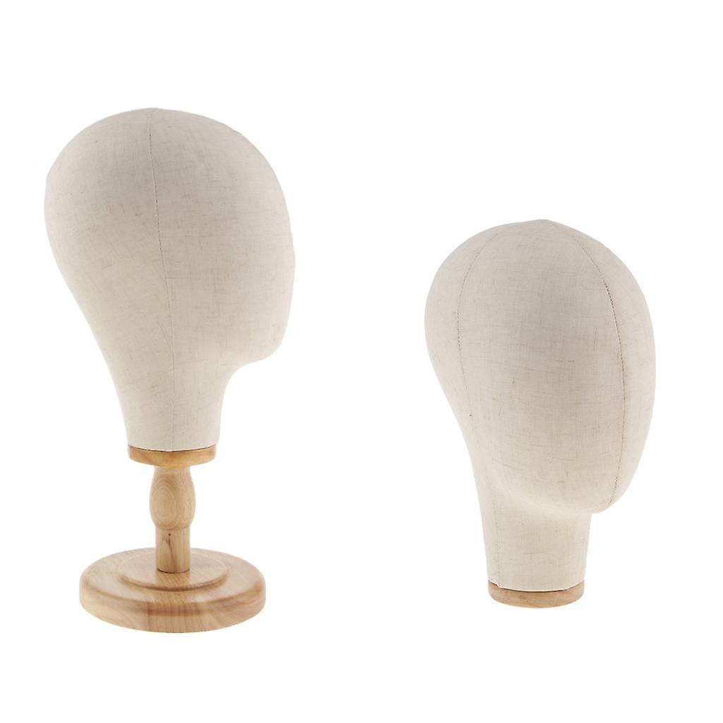 2x 21" Canvas Block Mannequin Head Wig Hat Making Display Holder with Stand