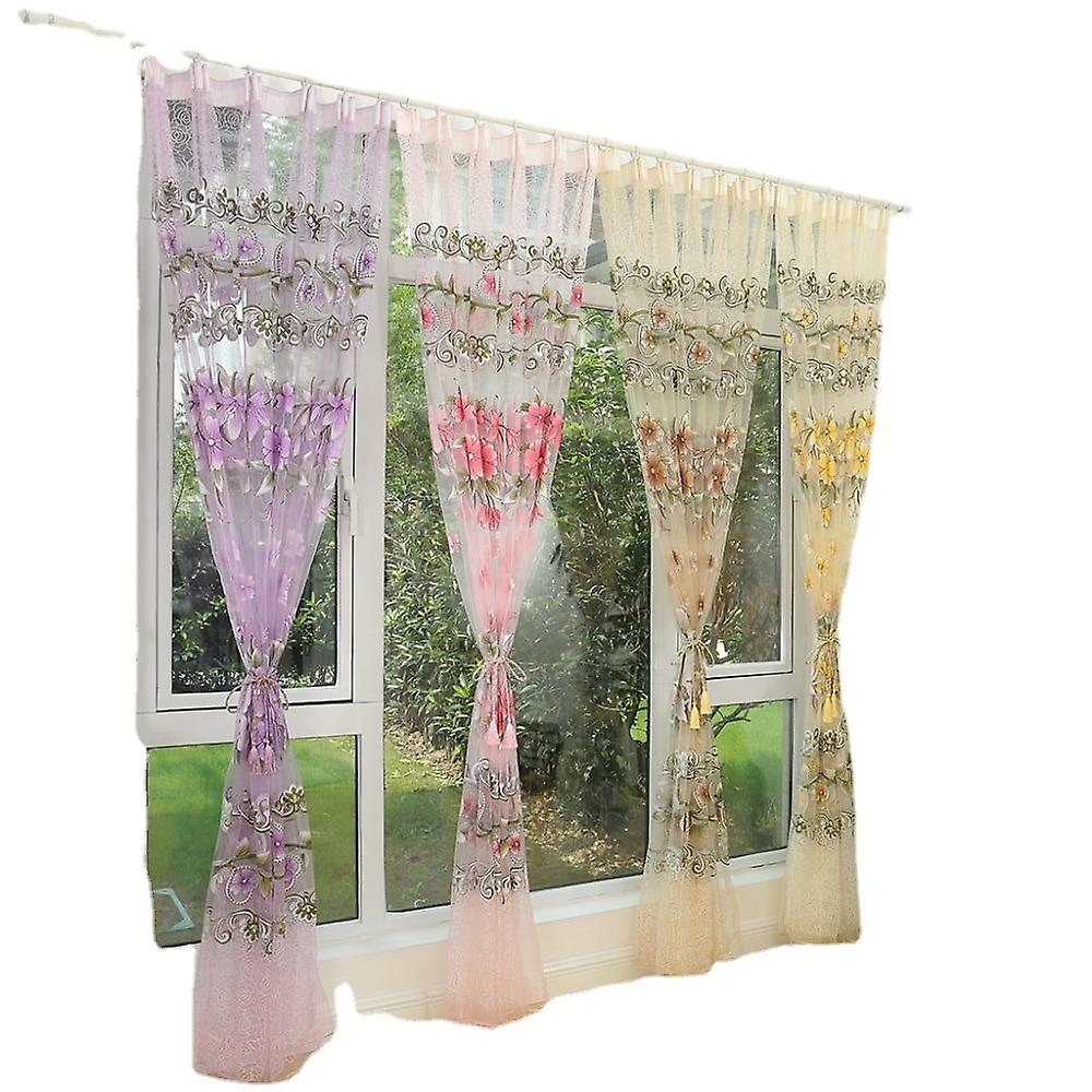 Colorful Transparent Tulle Sheer Curtains For Living Room Decor - Fashion Window Screen