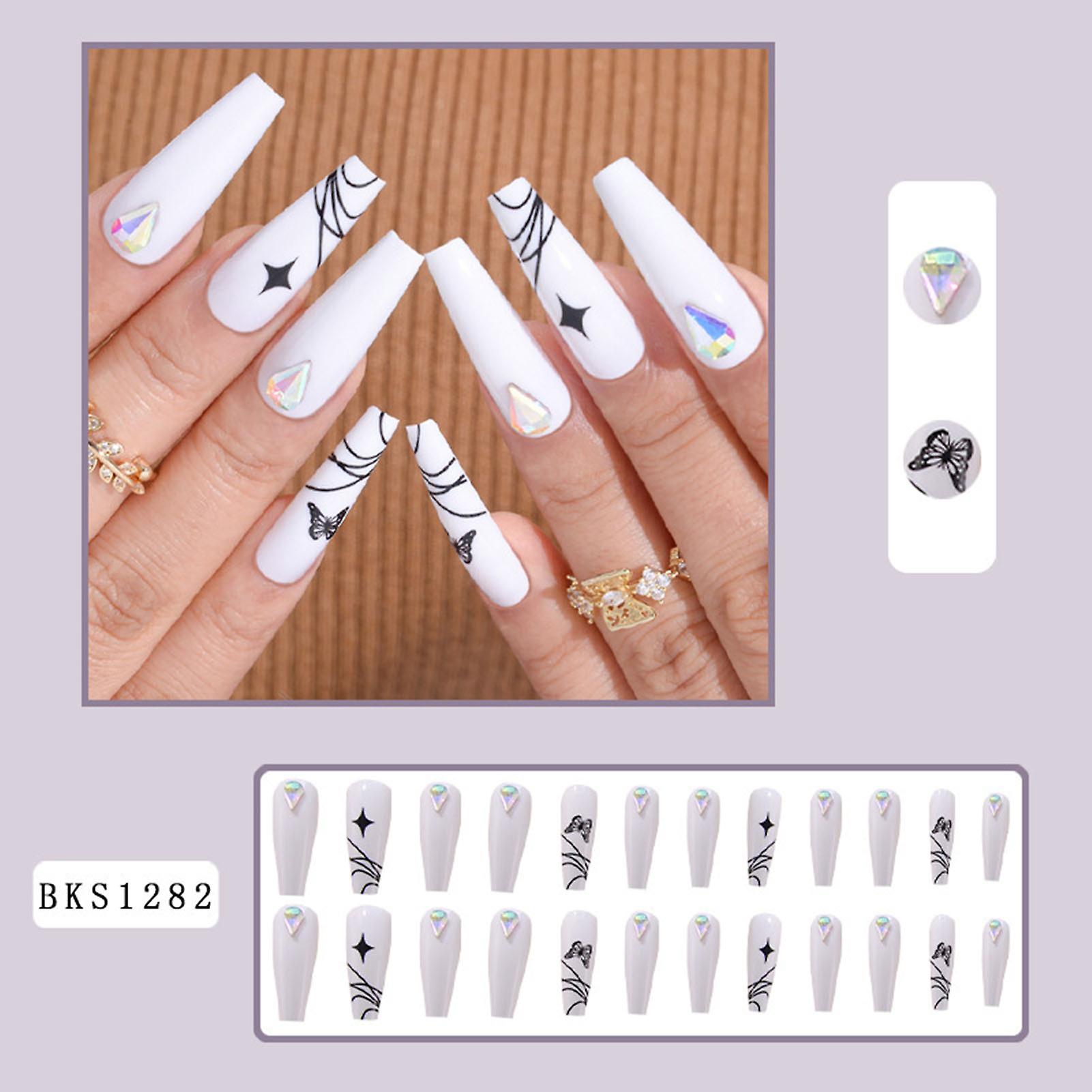 White Butterfly Press-on Nails Easy To Apply & Remove Nails
