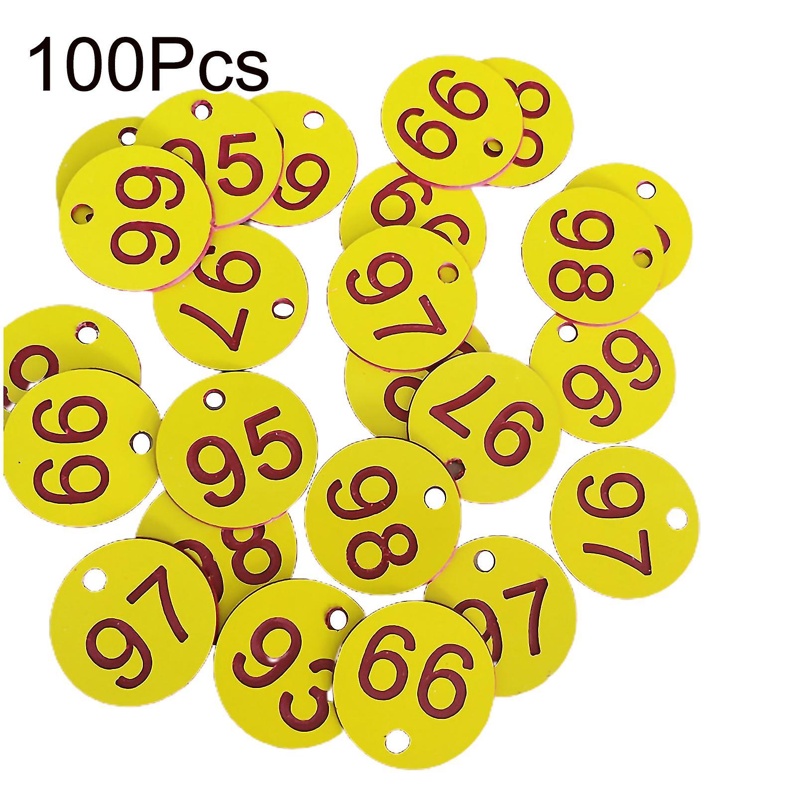 Αδιάβροχη αναγνώριση ετικετών μελισσών 100pcs γύρος 1-100 αριθμημένων προμηθειών μελισσοκομίας ετικετών σημαδιών